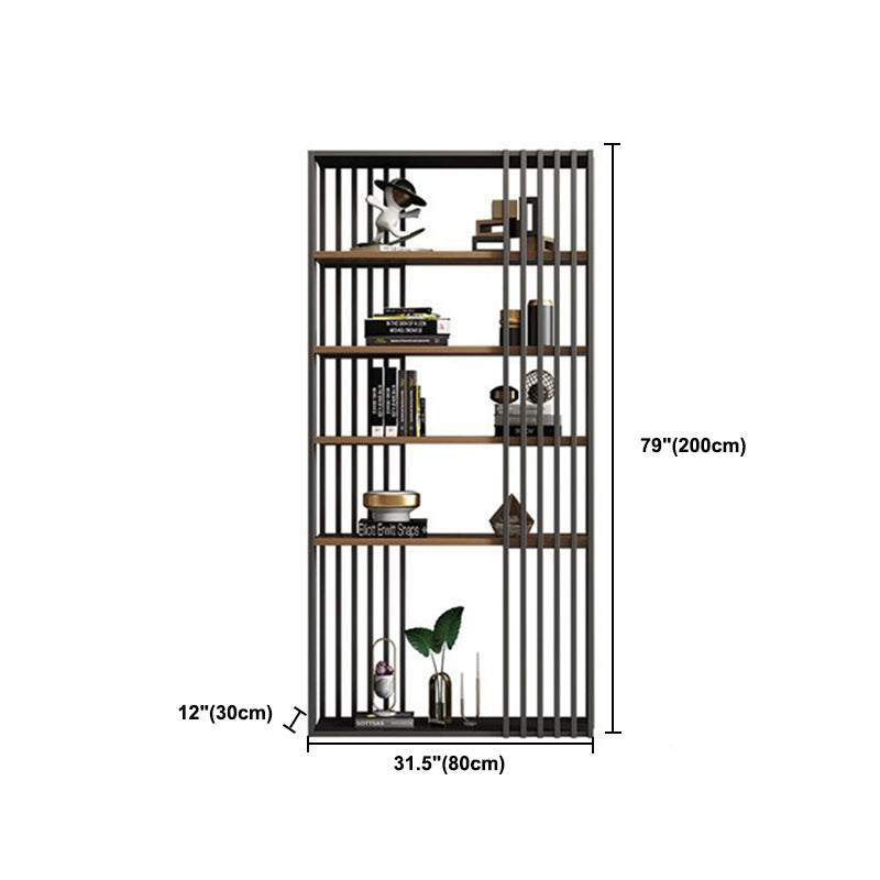 Black Iron Frame Bookshelf Modern Open Storage Bookcase with Multi Shelves