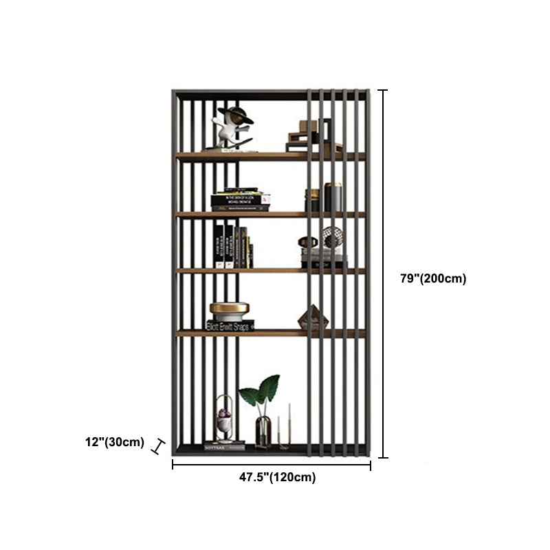 Black Iron Frame Bookshelf Modern Open Storage Bookcase with Multi Shelves