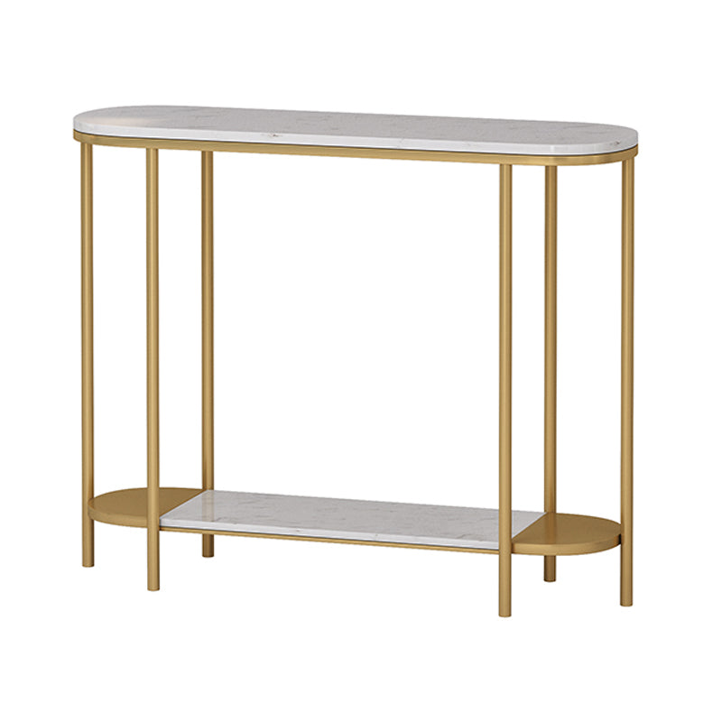 Glam Oval Console Table with Storage Shelf for Hall Accent Table