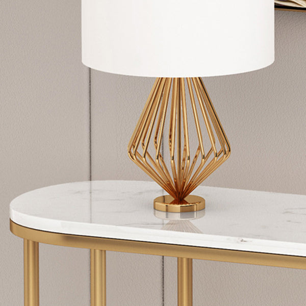 Glam Oval Console Table with Storage Shelf for Hall Accent Table