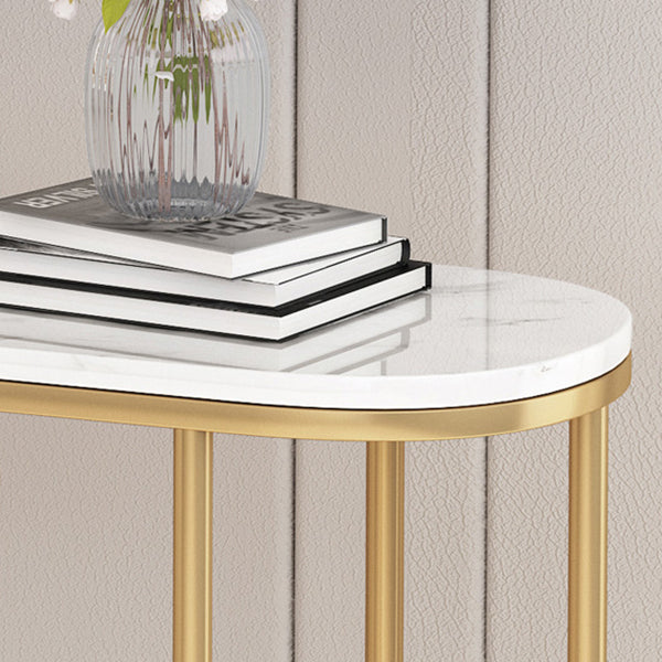 Glam Oval Console Table with Storage Shelf for Hall Accent Table