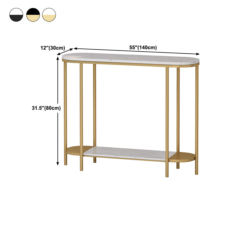 Glam Oval Console Table with Storage Shelf for Hall Accent Table