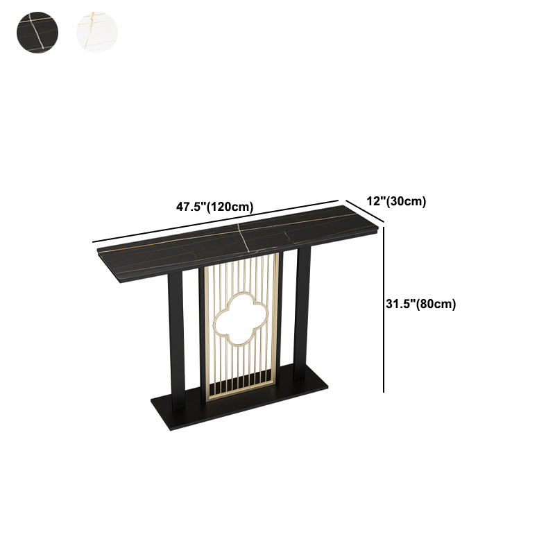 Contemporary Slate Console Table Rectangle Stain Resistant Pedestal Sofa Table