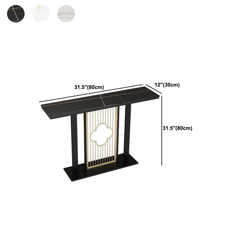 Contemporary Slate Console Table Rectangle Stain Resistant Pedestal Sofa Table