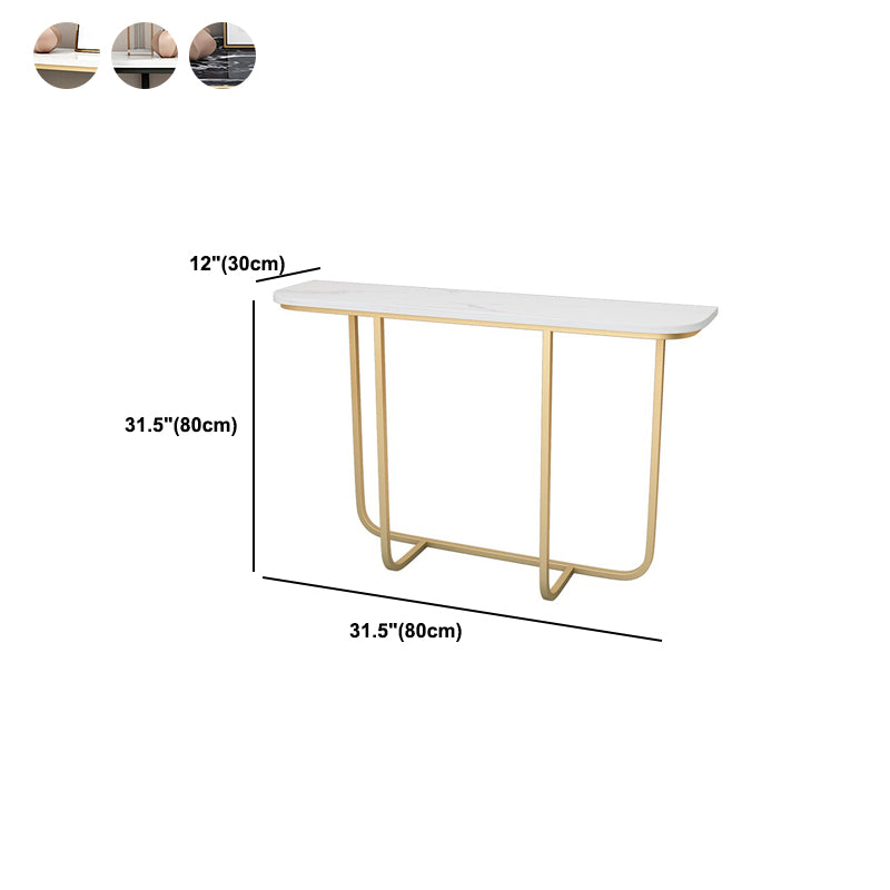 Modern Half Moon Console Table with Abstract Base and Marble Top