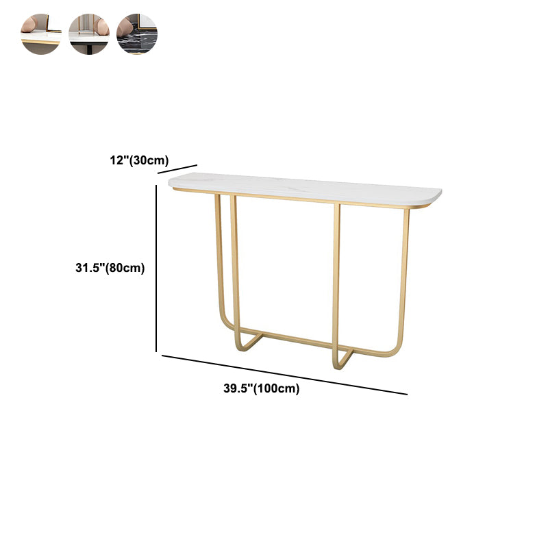 Modern Half Moon Console Table with Abstract Base and Marble Top