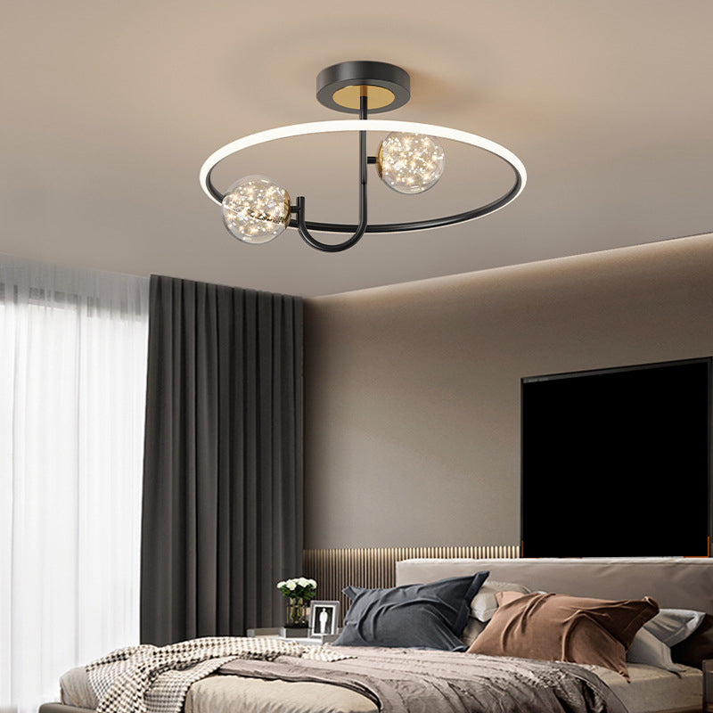 Modern Creative LED Ceiling Light Globe Acrylic Semi Flush Mount in Brass