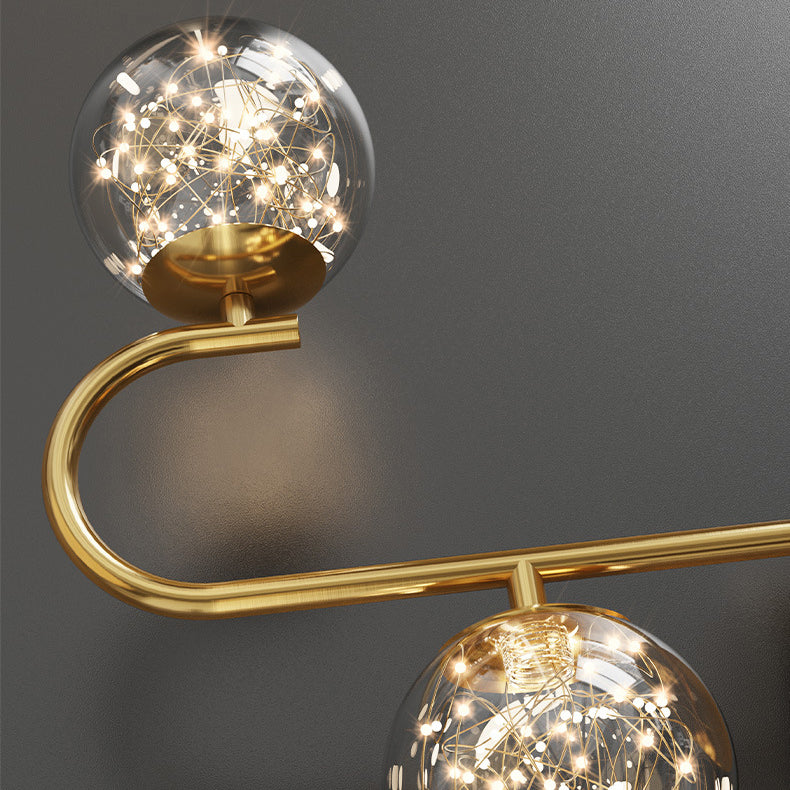 Modern Creative LED Ceiling Light Globe Acrylic Semi Flush Mount in Brass