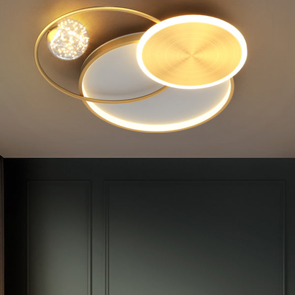 Gold 3-Light Ceiling Light Acrylic Circular Flush Mount for Bedroom