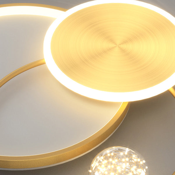 Gold 3-Light Ceiling Light Acrylic Circular Flush Mount for Bedroom