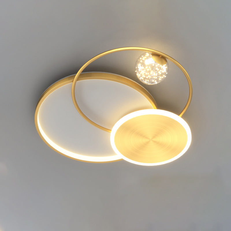 Gold 3-Light Ceiling Light Acrylic Circular Flush Mount for Bedroom