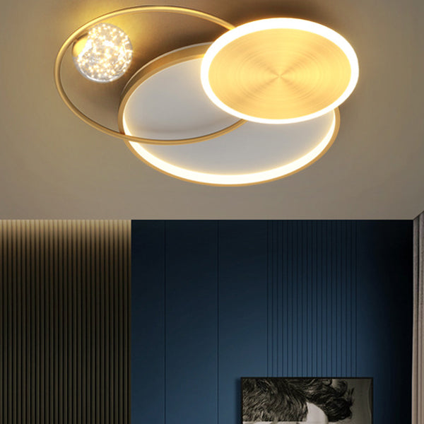 Gold 3-Light Ceiling Light Acrylic Circular Flush Mount for Bedroom