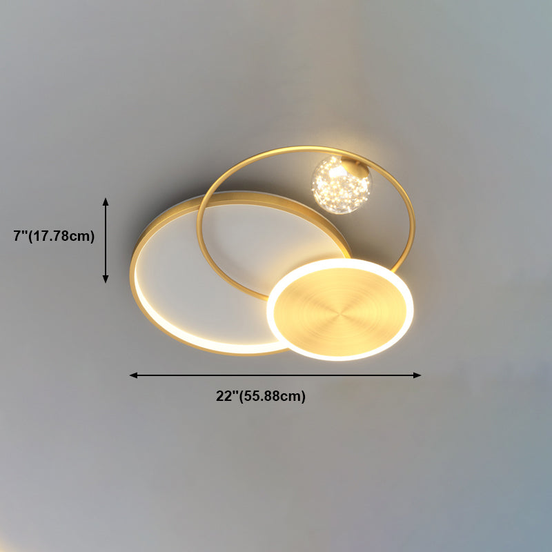 Gold 3-Light Ceiling Light Acrylic Circular Flush Mount for Bedroom