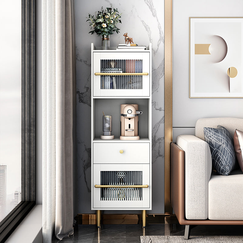 Modern Style Side Board Open Storage with Glass Cabinets for Kitchen Dining Room