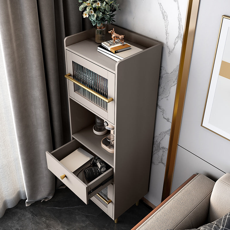 Modern Style Side Board Open Storage with Glass Cabinets for Kitchen Dining Room