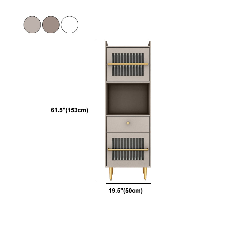 Modern Style Side Board Open Storage with Glass Cabinets for Kitchen Dining Room