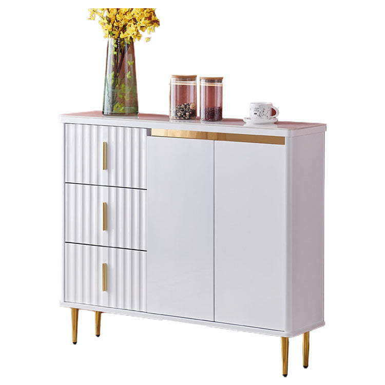 Glam Style Stone 34"H Sideboard Dining Room 3-Drawer Buffet Server in White