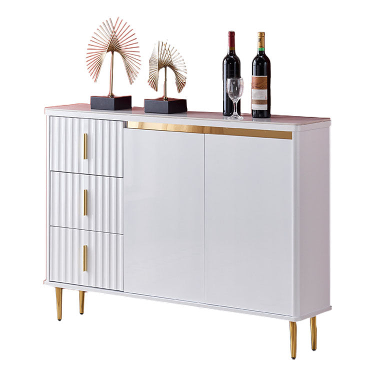 Glam Style Stone 34"H Sideboard Dining Room 3-Drawer Buffet Server in White