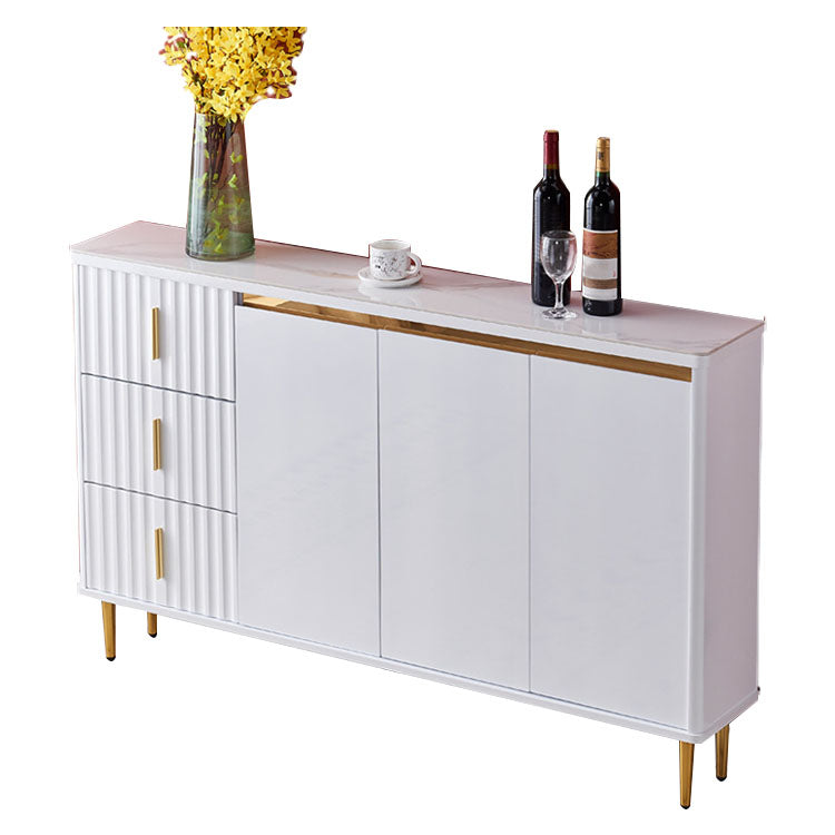 Glam Style Stone 34"H Sideboard Dining Room 3-Drawer Buffet Server in White