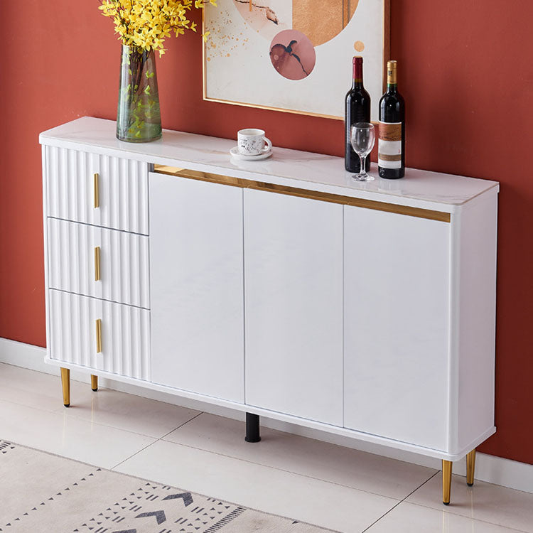 Glam Style Stone 34"H Sideboard Dining Room 3-Drawer Buffet Server in White