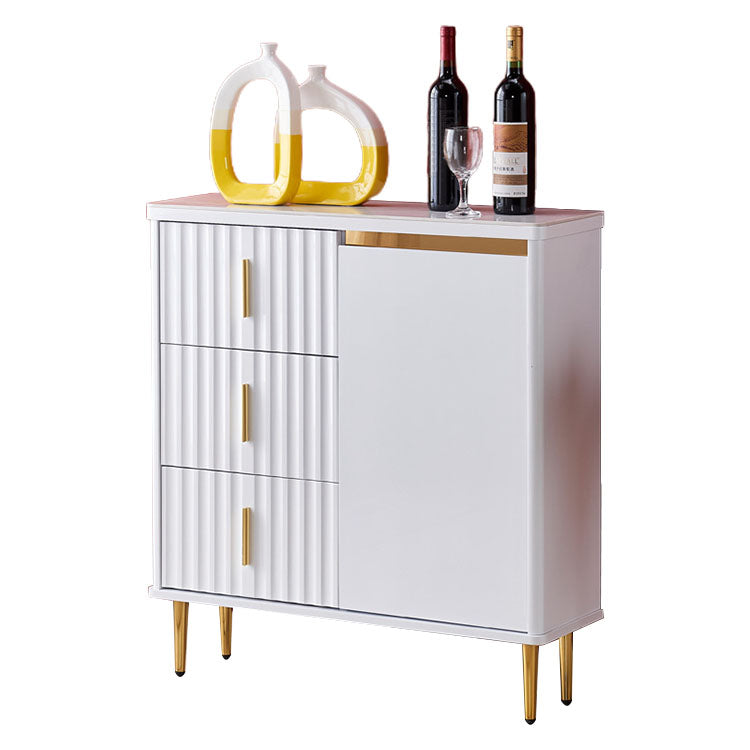 Glam Style Stone 34"H Sideboard Dining Room 3-Drawer Buffet Server in White