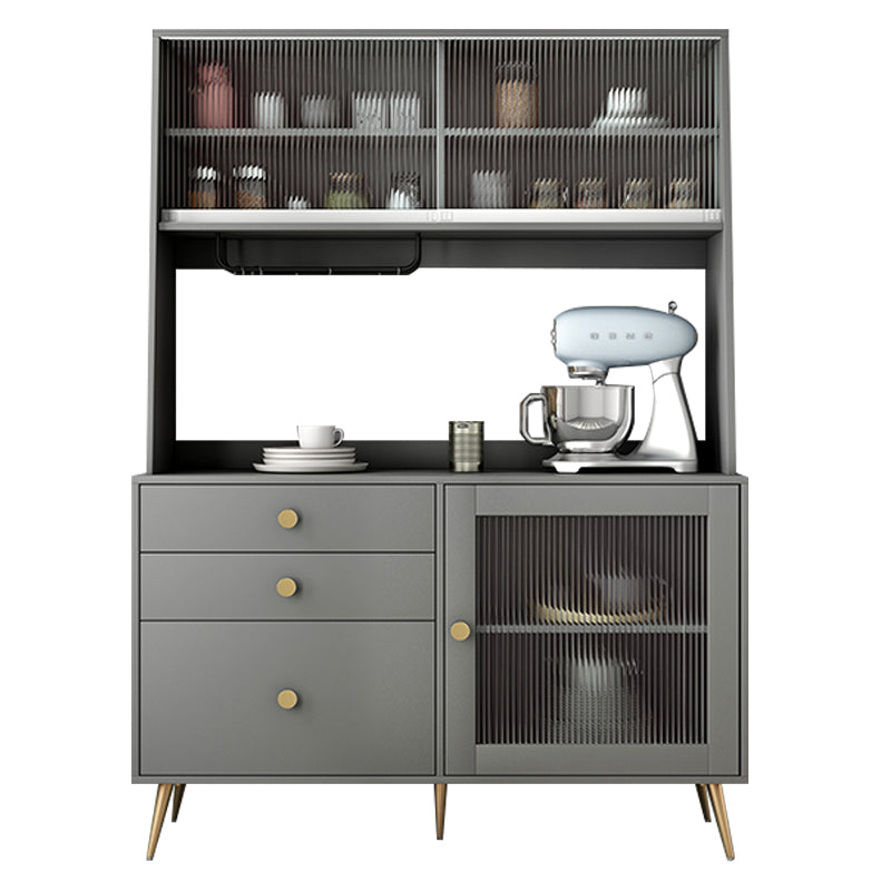 3-Drawer Engineered Wood Sideboard Modern Adjustable Shelving Credenza with Goblet Holder