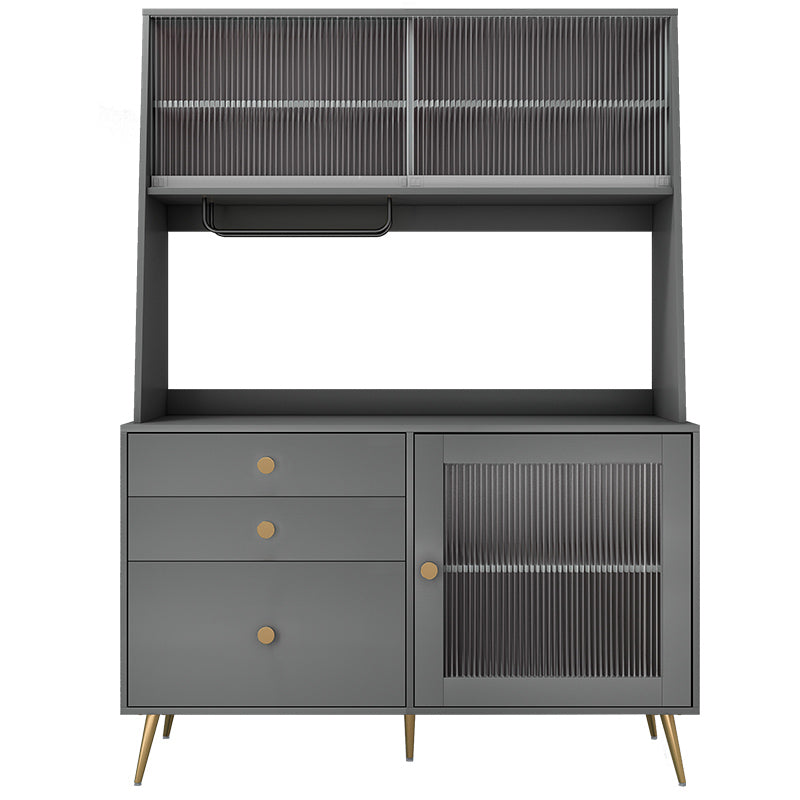 3-Drawer Engineered Wood Sideboard Modern Adjustable Shelving Credenza with Goblet Holder