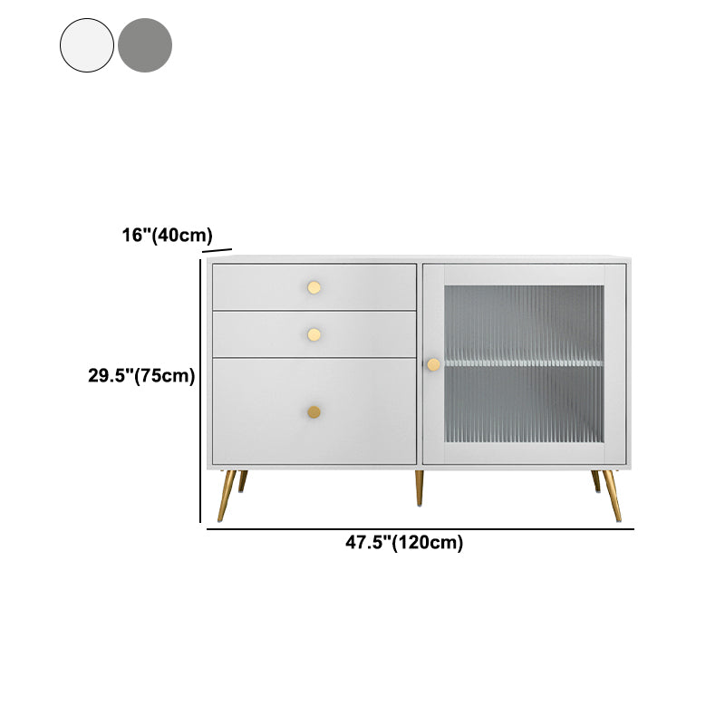 3-Drawer Engineered Wood Sideboard Modern Adjustable Shelving Credenza with Goblet Holder