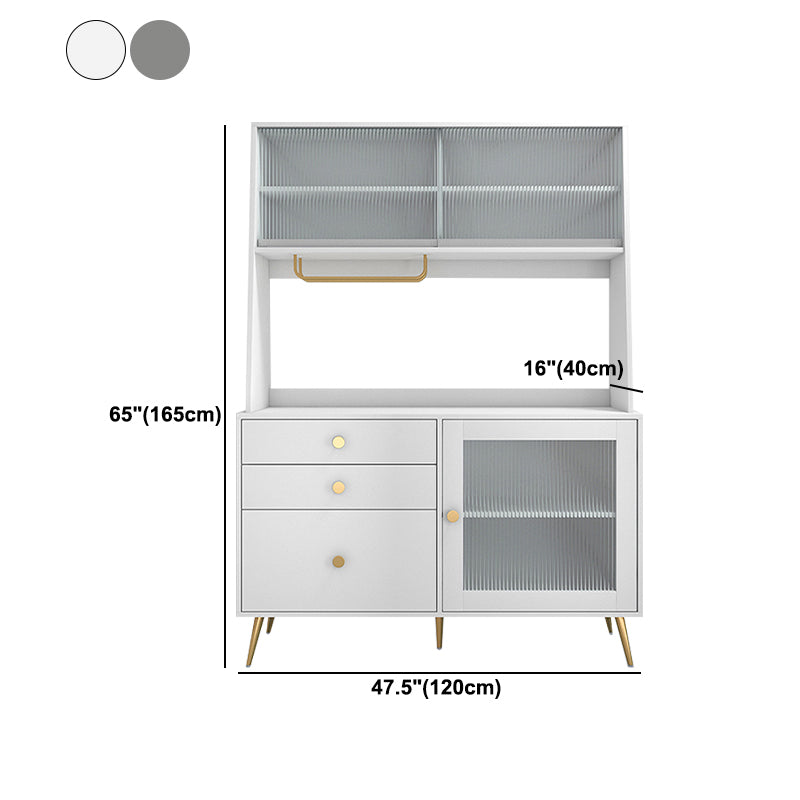 3-Drawer Engineered Wood Sideboard Modern Adjustable Shelving Credenza with Goblet Holder