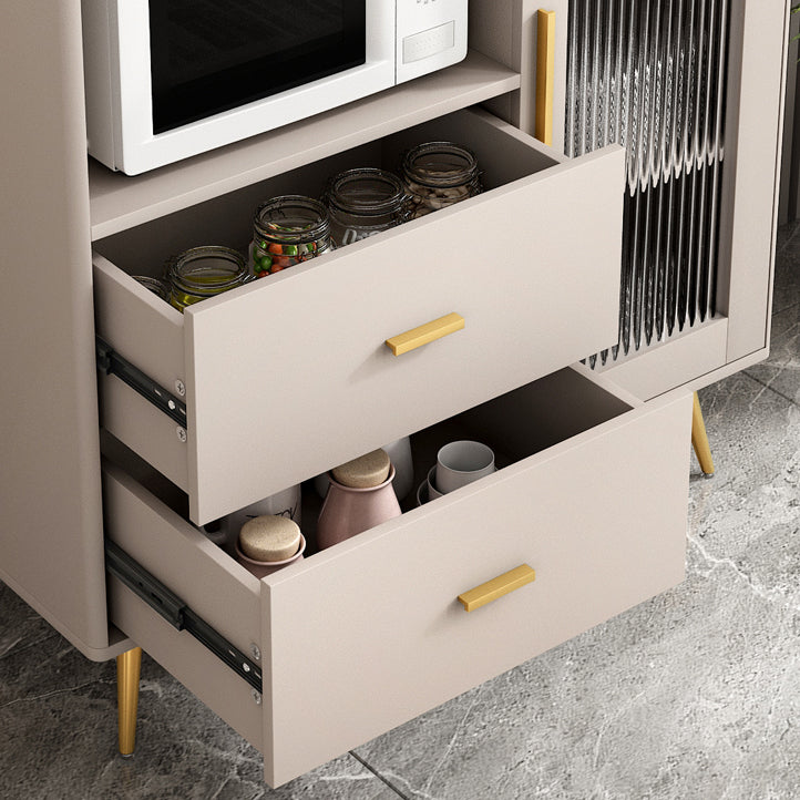 Drawer Engineered Wood Sideboard Glam Adjustable Shelving Credenza with Stone Countertop