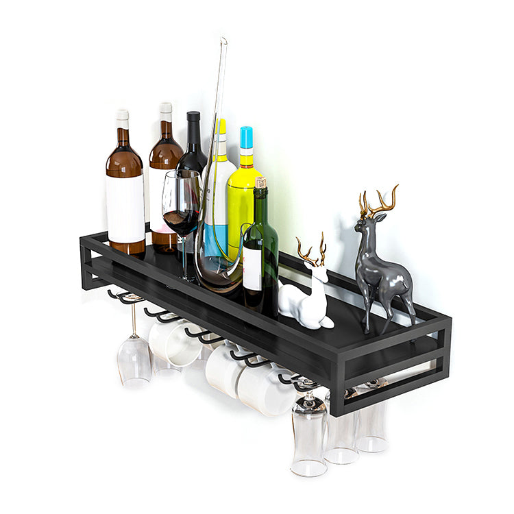 Iron Wall Mounted Wine Holder Rack Modern Wine Rack with Stemware Holder