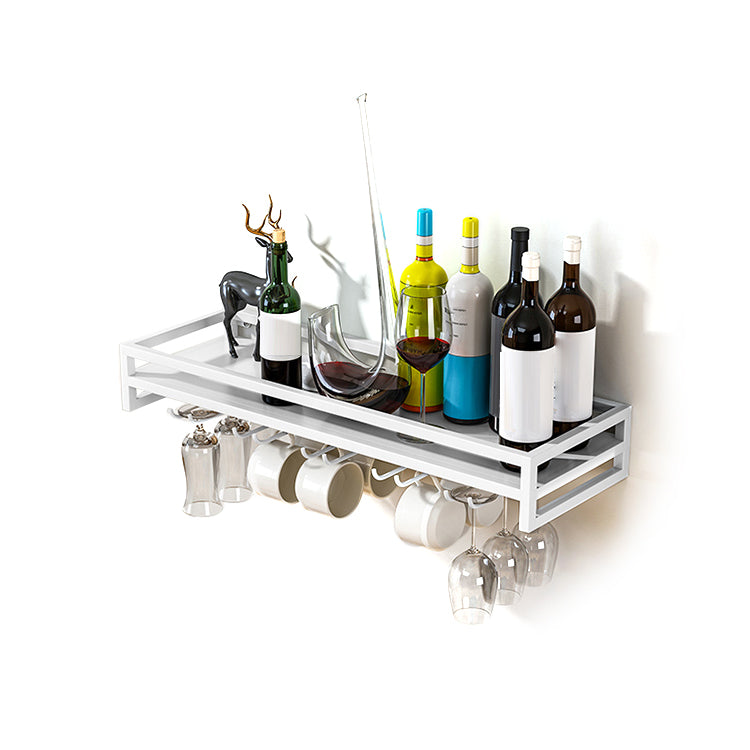 Iron Wall Mounted Wine Holder Rack Modern Wine Rack with Stemware Holder