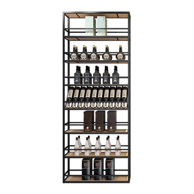 Industrial Floor Wine Bottle Rack Iron Wine Rack Bottle in Black