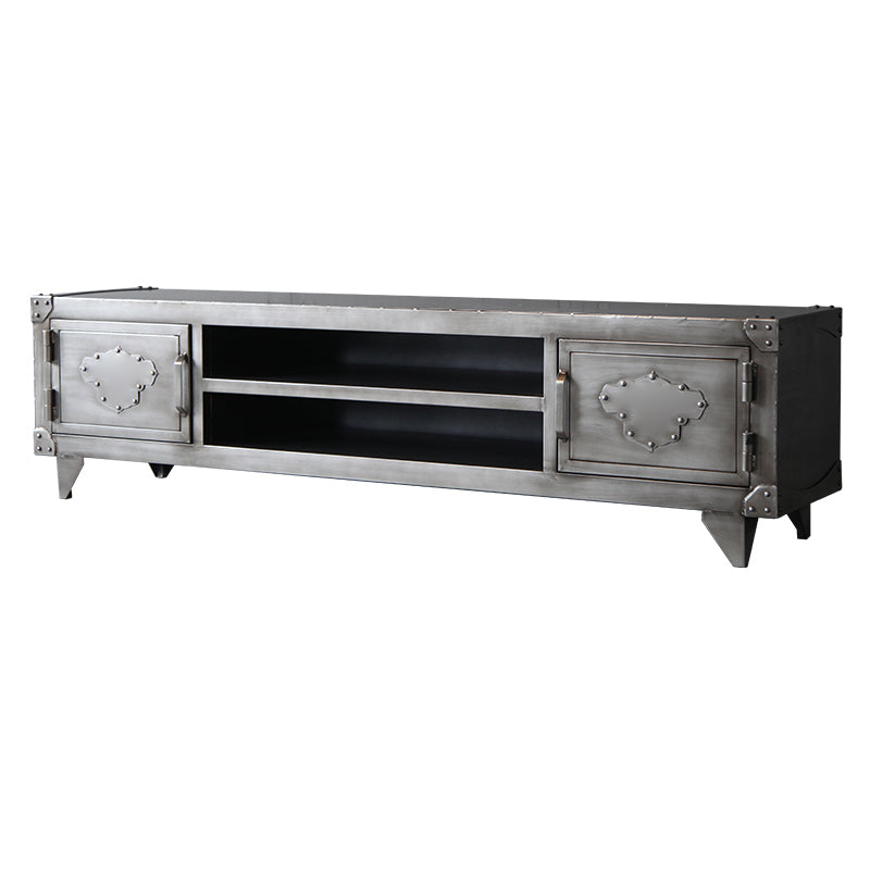 17.72"H TV Stand Industrial Style Gray TV Console with 2 Doors for Living Room