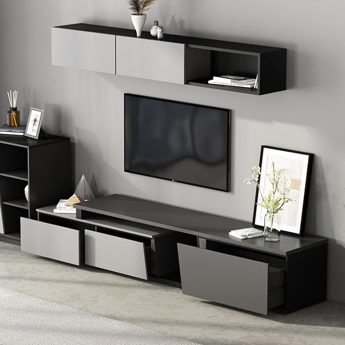 Gray TV Stand 71 / 92 - Inch Sliding Wood TV Console with Drawers