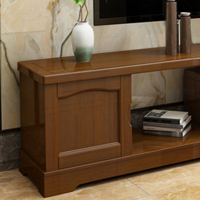 Traditional TV Media Stand with Drawers Rubberwood Media Console