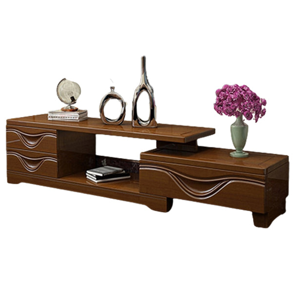 Traditional TV Media Stand with Drawers Rubberwood Media Console