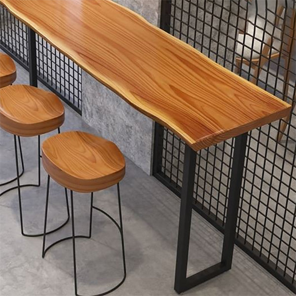 Industrial Rectangle Bar Table Solid Wood Fixed Bar Dining Table