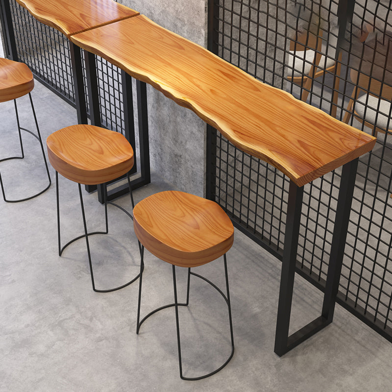 Industrial Rectangle Bar Table Solid Wood Fixed Bar Dining Table