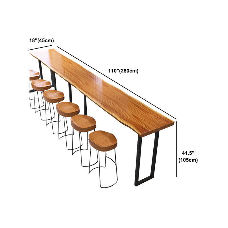 Industrial Rectangle Bar Table Solid Wood Fixed Bar Dining Table