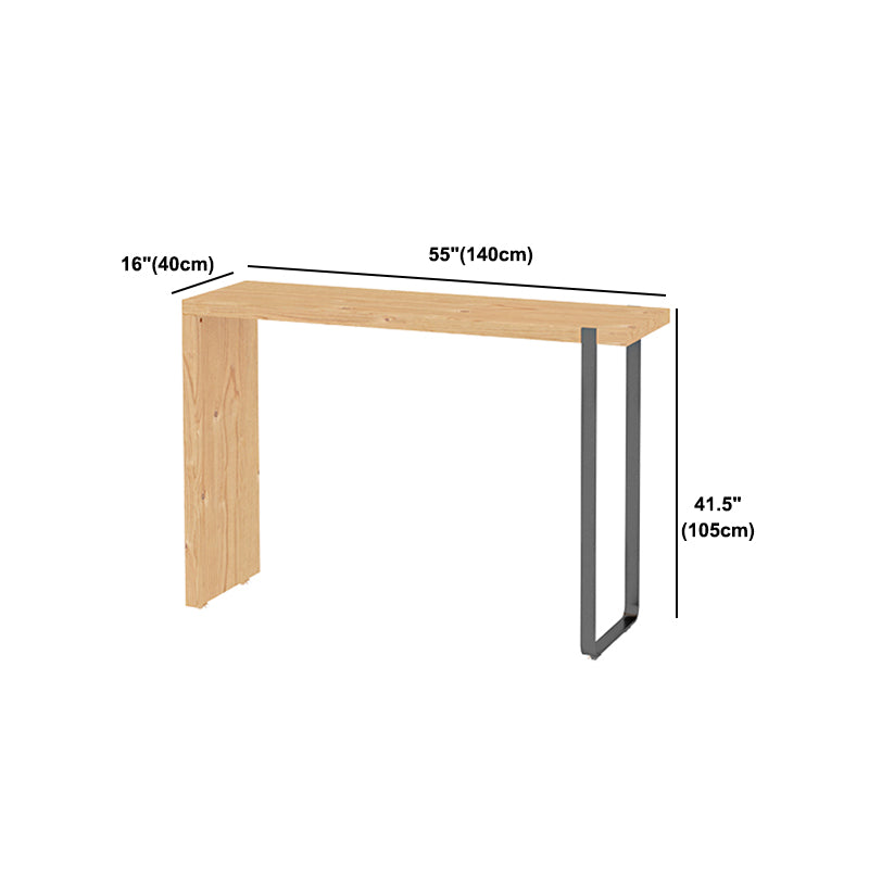 Rectangular Pine Wood Top Bar Table Modern Pub Table with Double Pedestal in Nature