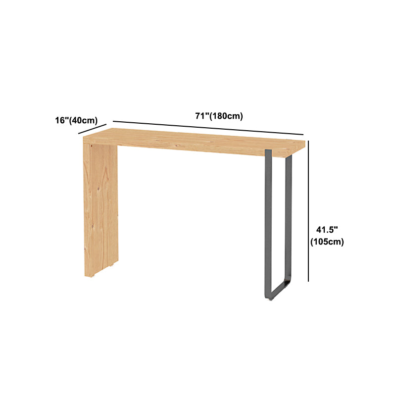 Rectangular Pine Wood Top Bar Table Modern Pub Table with Double Pedestal in Nature