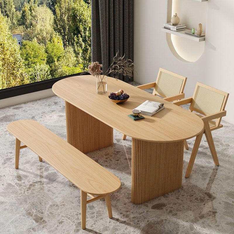 Solid Wood Oval Writing Desk Modern Natural Meeting Desk for Office