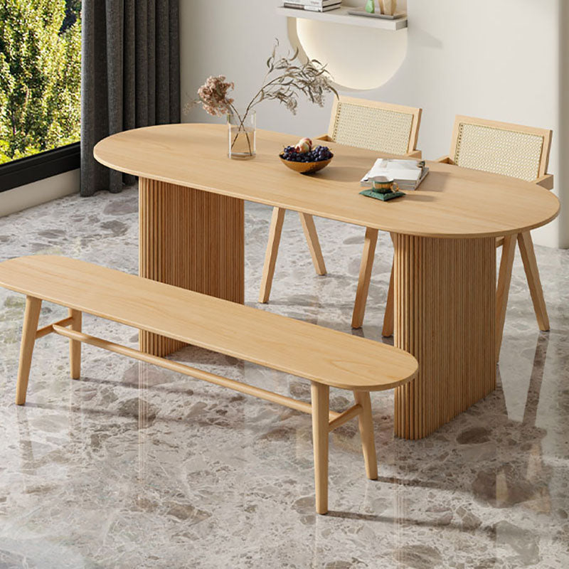 Solid Wood Oval Writing Desk Modern Natural Meeting Desk for Office