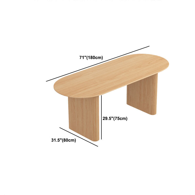 Solid Wood Oval Writing Desk Modern Natural Meeting Desk for Office