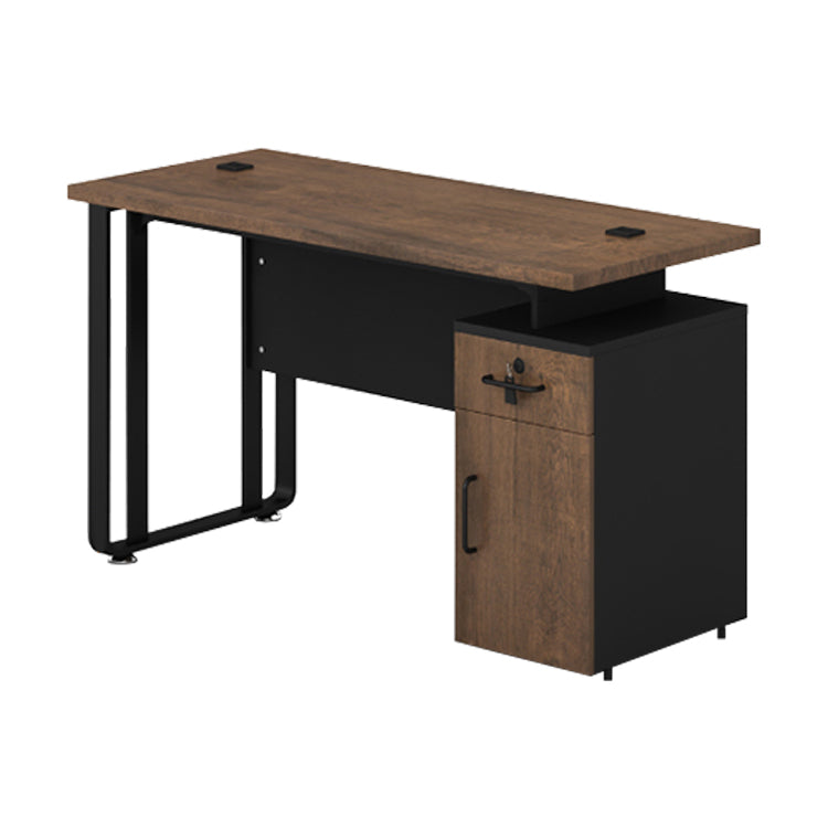 Rectangular Industrial Style Office Desk Steel and Wood Writing Desk with Cable Management