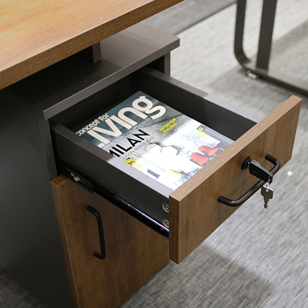 Rectangular Industrial Style Office Desk Steel and Wood Writing Desk with Cable Management