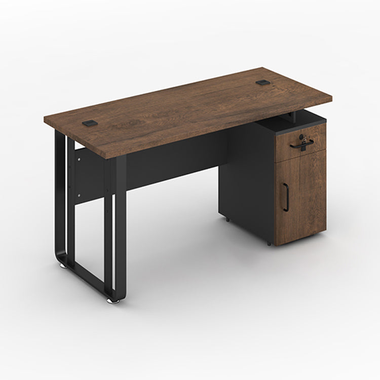 Rectangular Industrial Style Office Desk Steel and Wood Writing Desk with Cable Management