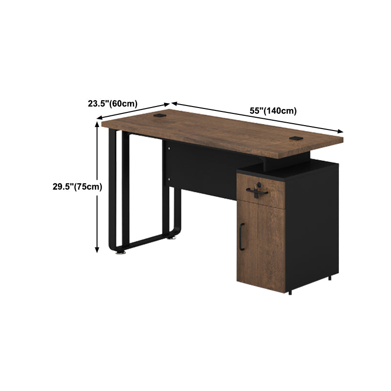 Rectangular Industrial Style Office Desk Steel and Wood Writing Desk with Cable Management