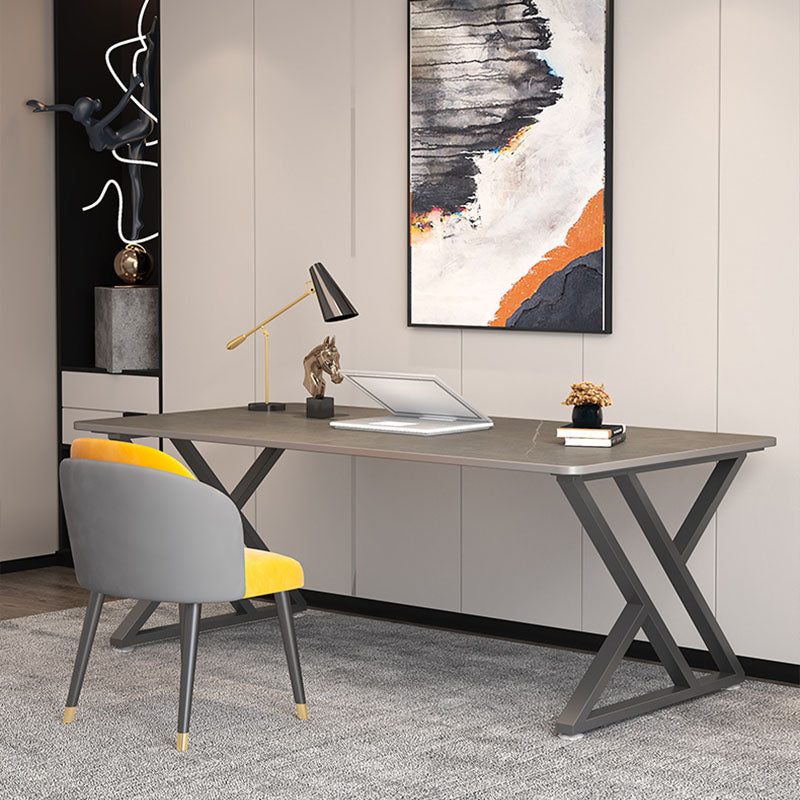 Modern Stone Office Desk 29.52" H Sled Rectangular Writing Desk for Home